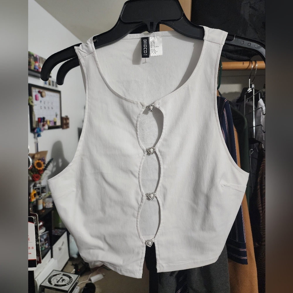 H&M Cut-out Crop Top w/ Heart Decorations